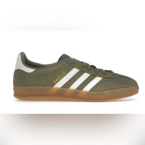 adidas Gazelle Olive Green Sneakers with White Stripes